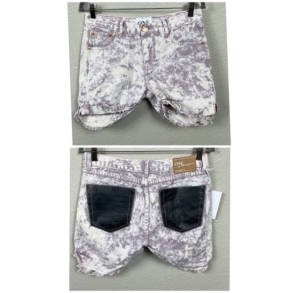 NWT One Teaspoon Long Line Bandit Tie Dye Rolled Cuff Leather Pockets Sz 26 - Picture 1 of 12
